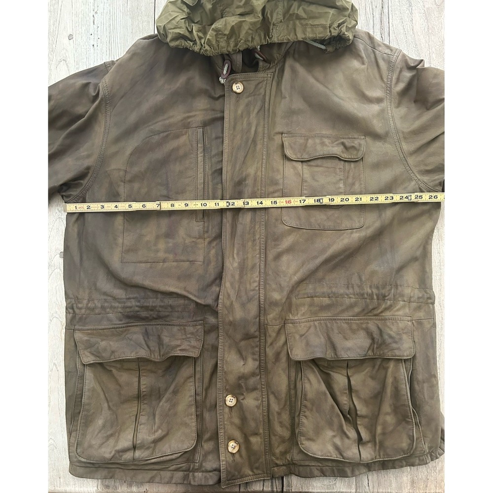 Vtg Banana Republic Safari Field Jacket Mens L Patina Leather Adventure Outdoor - Picture 3 of 11